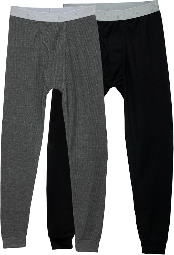 Thermal Underwear Pants for Men Long Johns Cotton Blend Base Layer Waffle Knit Bottoms Classic Cold Weather