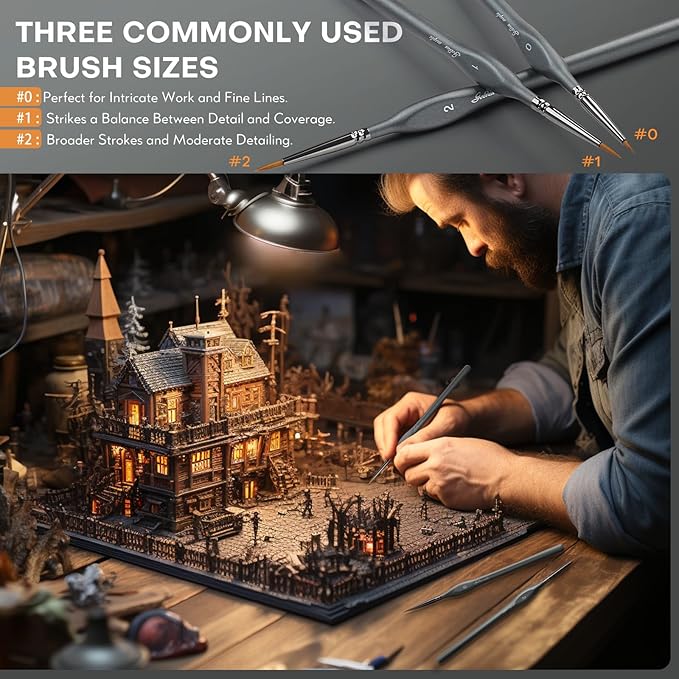 Golden Maple Miniature Paint Brushes Drybrush-10pcs Model Detail Paint Brush Set, Small Fine tip Brushes for Acrylic, Watercolor & Paint by Number, Figurine