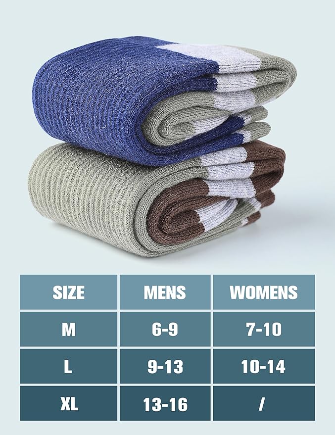 Wool Hiking Socks for Men - Women Lightweight Crew Merino Wool Socks with Cushion for Camping Hunting Work,4 pack