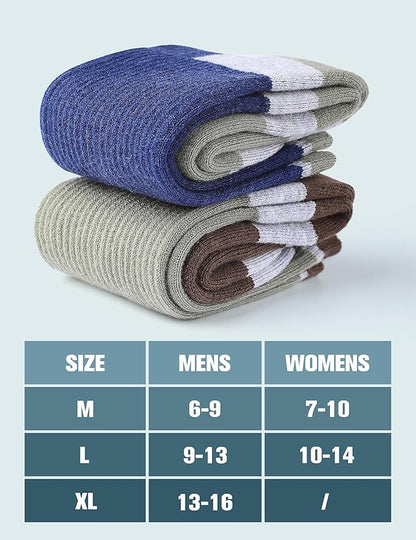 Wool Hiking Socks for Men - Women Lightweight Crew Merino Wool Socks with Cushion for Camping Hunting Work,4 pack