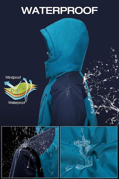 CAMELSPORTS Mens Winter Jacket Waterproof Warm Snow Ski Jackets Faux Fur Fleece Rain Coats with Removable Hood