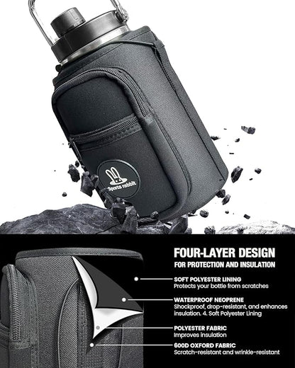 Sports rabbit Universal Water Bottle Holder – Durable Oxford & Neoprene Hybrid Design Compatible with Stanley 30/40oz Handled & 64/87oz Straight Tumblers, Adjustable Strap for Gym, Travel, Outdoors