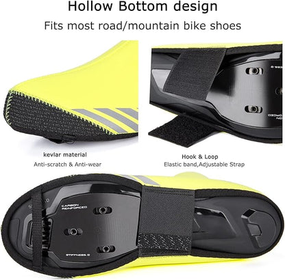 GEWAGE Cycling Shoe Covers Winter Thermal Warm Cycling Overshoes Water Resistant Windproof Bike Bicycle Shoe Covers for Man Woman (Black, X-Large)