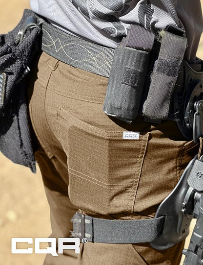 CQR Men's Flex Stretch Tactical Pants, Water Resistant Ripstop Cargo Pants, Lightweight EDC Outdoor Work Hiking Pants