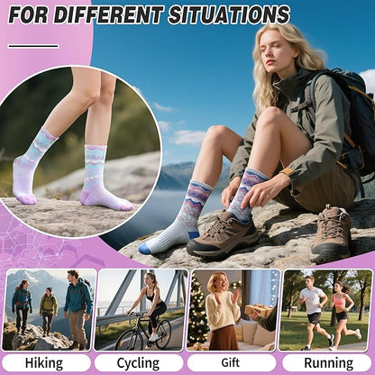 EBMORE Womens Merino Wool Hiking Socks Thermal Warm Winter Crew Cushion Work Boot Outdoor Socks 5 Pairs