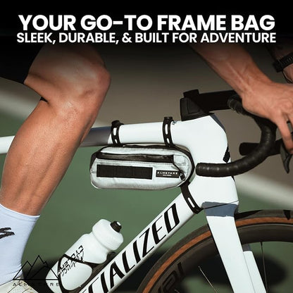 ALMSTHRE Compact Bike Frame Bag – Sterling Silver | Weather-Resistant, Waterproof Zippers & Dual-Sided Access for Road, MTB, and Ebike Frames