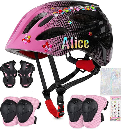 Kids Helmet 3-8 Adjustable Toddler Helmets with Kids Knee Pads and Elbow Pads Set for Cycling, Scooters, Skateboarding, Skating