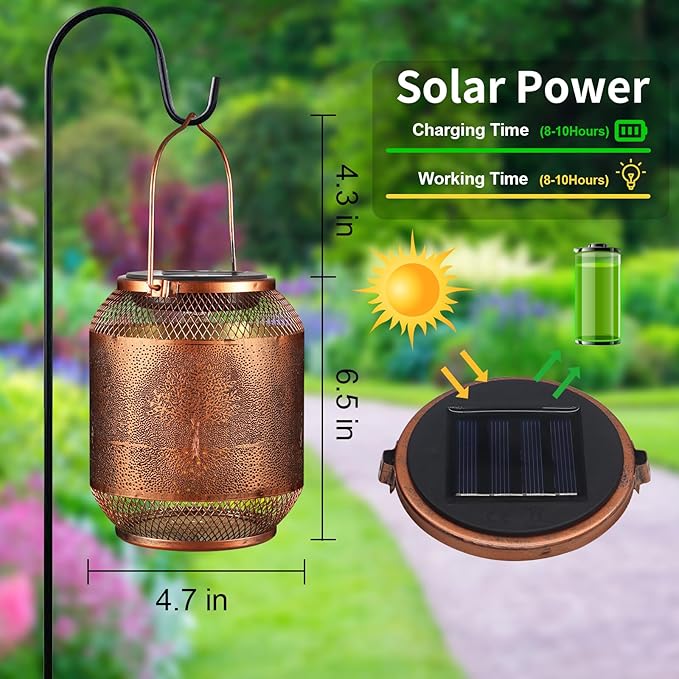 Tree Solar Lanterns Outdoor Hanging Christmas Lantern as Birthdays Gifts for Women Mom Grandma Metal Waterproof Garden Decorative Tree Solar Lights for Yard, Patio, Lawn, Porch, Backyard