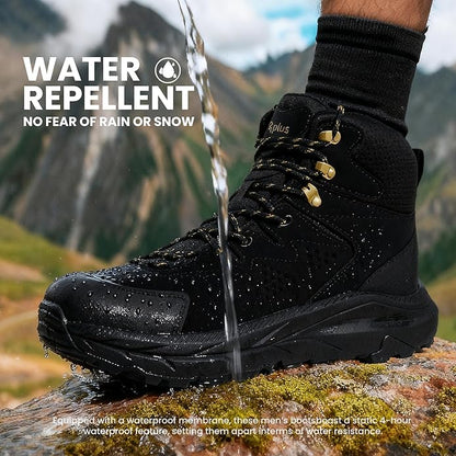 Men’s Waterproof Hiking Boots Lightweight Comfortable Durable Slip-Resistant All-Terrain Mid Shoes for Outdoor & Daily Wear