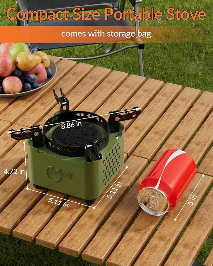 Indwell Single Burner Propane Stove, Camping Stove with Infrared Burner, Adjustable Flame Portable Camp Stoves for Emergencies, Outdoor Cooking, Hiking, Fishing, Portable with Carrying Bag