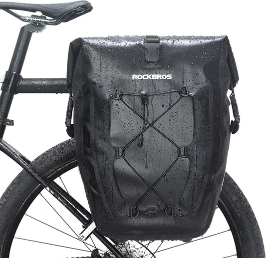 ROCKBROS Bike Panniers Waterproof Rear Rack Bag Max 30L Large Capacity for Cycling Traveling Commuting