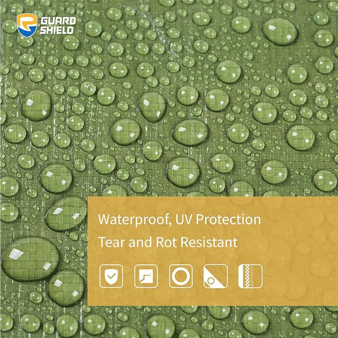 GUARD SHIELD Heavy Duty Tarp 10x12 Feet Green Multi Purpose Thick Waterproof Poly Tarp Cover 10mil