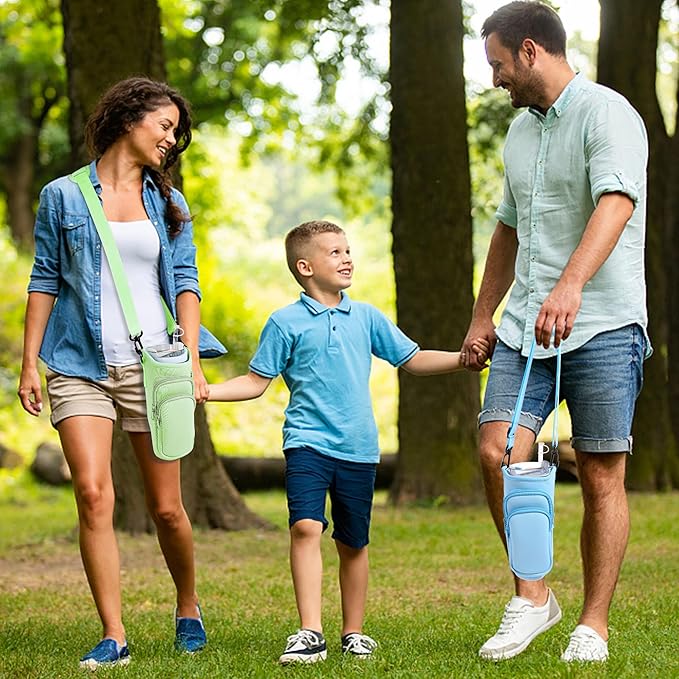 Water Bottle Carrier Bag with Phone Pocket for Stanley Cup 40/30 oz, Water Bottle Holder with Adjustable Strap& Straw Cover, Stanley Cup Accessories