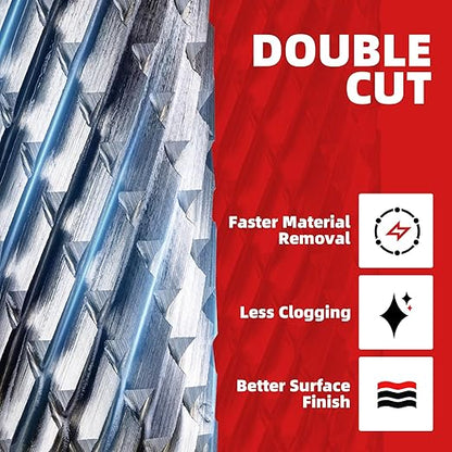 EZARC 5PCS Tungsten Carbide Rotary Burr Set, SB-5 Double Cut Carbide Burr 1/4" Shank Die Grinder Bits for Metal Working & Sturdy Storage Case