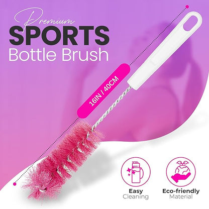 Fuller Brush Bottle Brush – Cleans Narrow Mouth Water Bottles, Travel Mugs, Sports Tumblers, Hydration Flasks, Gym Jugs - Pink