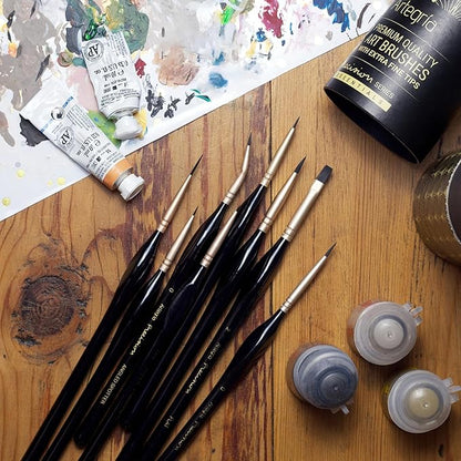 ARTEGRIA Detail Paint Brush Set, 8 Miniature Brushes with Extra Fine Tips and Ergonomic Handles, for Small Scale Models, Figurines, Paint by Numbers for Adults