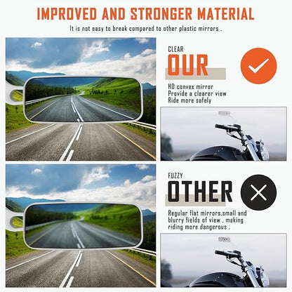 Devilmotor Rectangle Motorcycle Bobber Mirrors Smoke Blue Compatible with Harley Road King Street Glide Sportster Softail Fatboy Cruiser Chopper