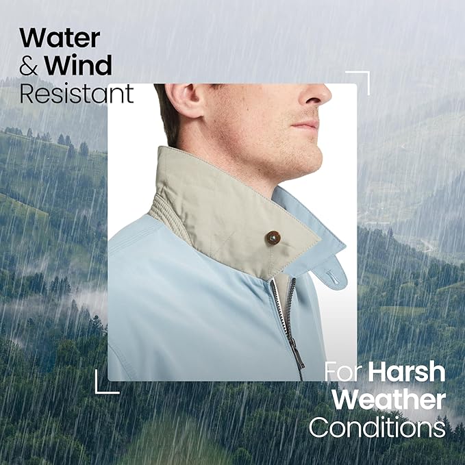 Weatherproof Men's Golf Jacket - Lightweight Windbreaker, Water-Resistant Microfiber Shell, Perfect for Golf & Casual Wear