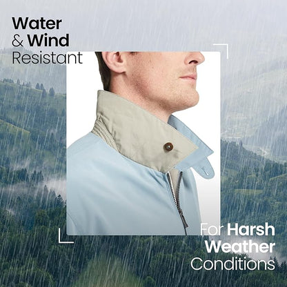 Weatherproof Men's Golf Jacket - Lightweight Windbreaker, Water-Resistant Microfiber Shell, Perfect for Golf & Casual Wear