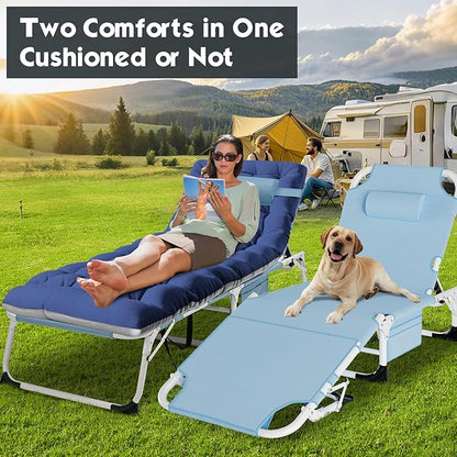 MOPHOTO Tanning Chair, Outdoor Sunbathing Lounge Chair 5-Position, Folding Chaise Lounger, Sun Tanning Lounger with Face Hole, Perfect for Pool Beach Patio