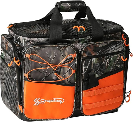 Sougayilang Fishing Tackle Bags Water-Resistant Fishing Tray Bags - Portable Fishing Organizer Shoulder Satchel - Suitable for 3600 3700 Tackle Box- Camouflage -Large Bag
