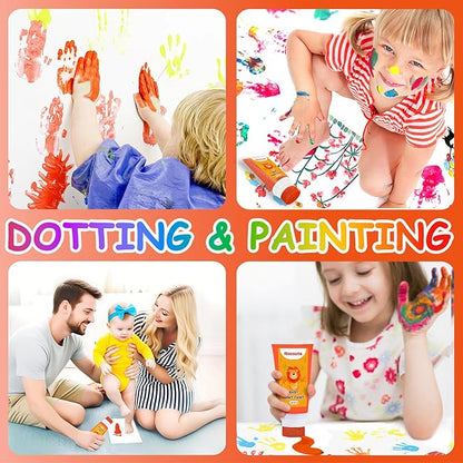 Baby Hand and Footprint Kit with Sponge Head, Baby Ink Hand and Footprint Kit, 1.69 fl oz Non-Toxic and Washable, Paw Print Kit for Dogs Suitable for Babies and Pets, Newborn Memento, Orange