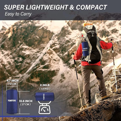 TOBTOS Inflatable Camping Sleeping Pad with Pillow, Thick 6 Inch Ultralight Sleeping Pad with Built-in Pump, Lightweight Sleeping Mat for Camping, Backpacking, Hiking, Tent (Blue)