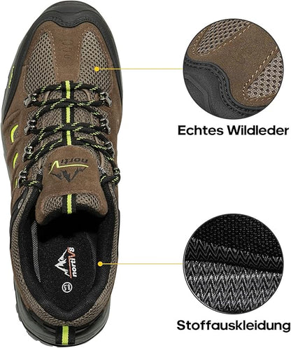 NORTIV 8 Men's Waterproof Hiking Shoes Leather Low-Top Hiking Shoes for Outdoor Trailing Trekking Camping Walking Quest