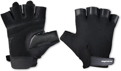 MARCY Apex Leather Padded Workout Gloves with Pull Tabs for Men & Women – Durable, Breathable & Adjustable for Weightlifting, Cycling, Gym & Training – Enhanced Grip & Palm Protection