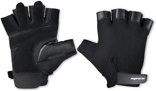 MARCY Apex Leather Padded Workout Gloves with Pull Tabs for Men & Women – Durable, Breathable & Adjustable for Weightlifting, Cycling, Gym & Training – Enhanced Grip & Palm Protection