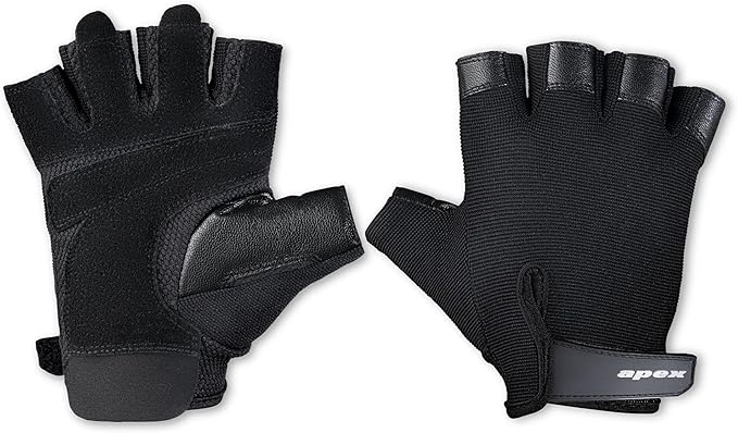 MARCY Apex Leather Padded Workout Gloves with Pull Tabs for Men & Women – Durable, Breathable & Adjustable for Weightlifting, Cycling, Gym & Training – Enhanced Grip & Palm Protection