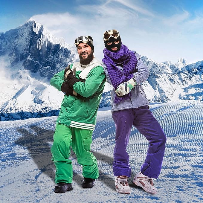 Pukavt 2 Pack 3 Hole Winter Knitted Mask, Full Face Cover Ski Mask Warm Balaclava for Skiing, Motorcycle, Snowboard