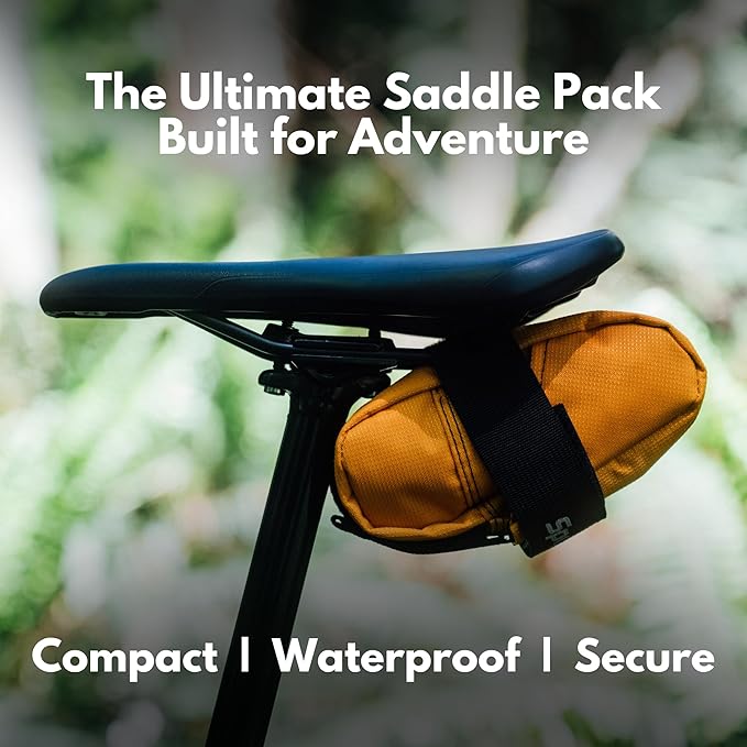 SpeedSleev Ranger Medium Bike Saddle Bag – Compact Under Seat Cycling Pack for Road, Gravel & MTB – Waterproof, Rattle-Free Tool Storage – Lightweight Bike Gear Bag with Safety Strap – Orange
