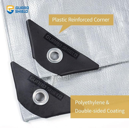 GUARD SHIELD Heavy Duty Tarp 30x40 Feet Silver Multi Purpose Thick Waterproof Poly Tarp Cover 10mil