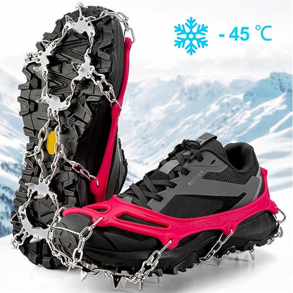 Crampons Ice Cleats Traction Snow Grips for Boots Shoes Women Men Anti Slip 19 Stainless Steel Spikes Safe Protect for Hiking Fishing Walking Climbing Mountaineering