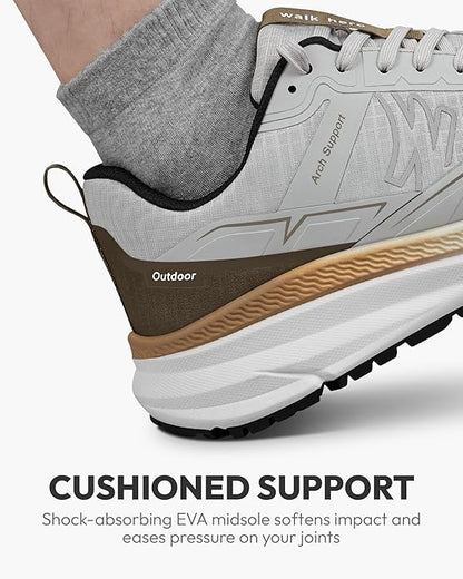 Mens Hiking Shoes for Plantar Fasciitis, Waterproof Walking Shoes for Men with Arch Support, Lightweight Mens Sneakers for Cushioned Comfort