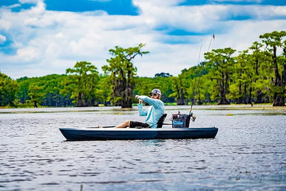 Evolution Fishing Rigger Series Kayak Tackle Bag - 3700 Size, Grey, Zipperless, Heavy Duty Water Resistant Tarpaulin Construction, 2 Rod Holders, Molded Bottom, Tackle Storage