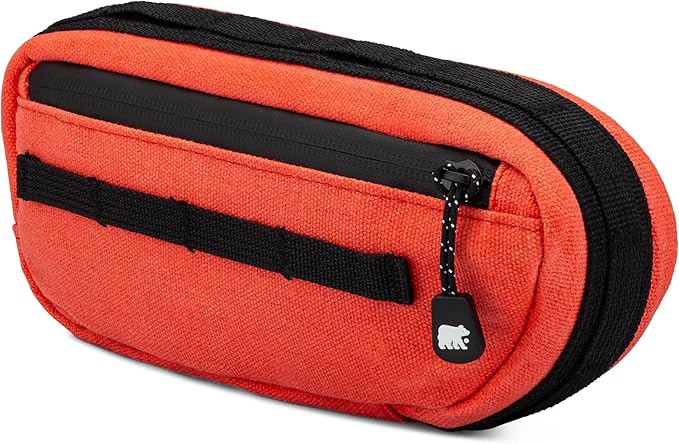 Waxed Canvas Frame Bag – Waterproof Zippers, Dual Storage Compartments, Adjustable Straps – Fits All Frame Sizes, Perfect for Cycling, Commuting, and Adventure Rides (Red/Orange)