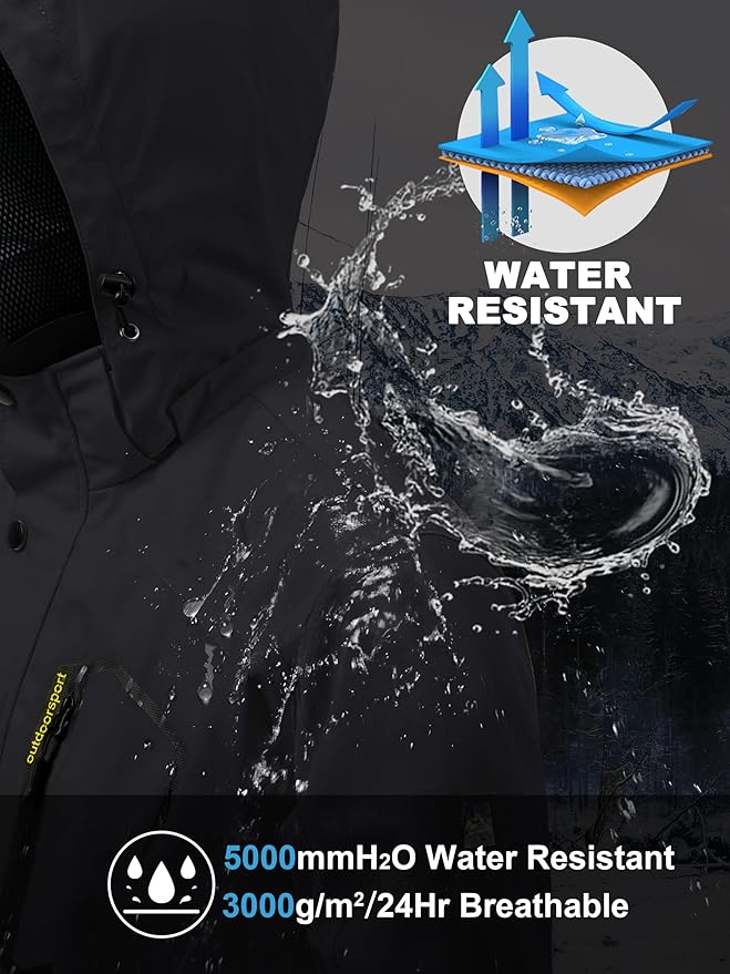 MAGCOMSEN Men's Lightweight Windbreaker Rain Jacket Raincoat with Detachable Hood for Hiking Fishing Activewear