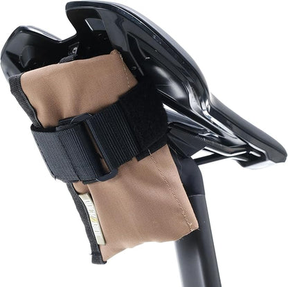 Blossom Bike Saddle Roll Bag - Bike Tool Kit Holder - Water Resistant & Durable Cordura Fabric - Under Seat cycling accessories - mountain bike accessories - ebike saddle bags (Tan)