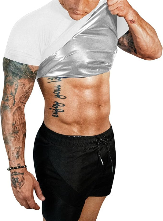 FUXERT Sauna Shirt for Men Sweat Sauna Suit for Gym Exercise Compression Shirt Workout Shapewear