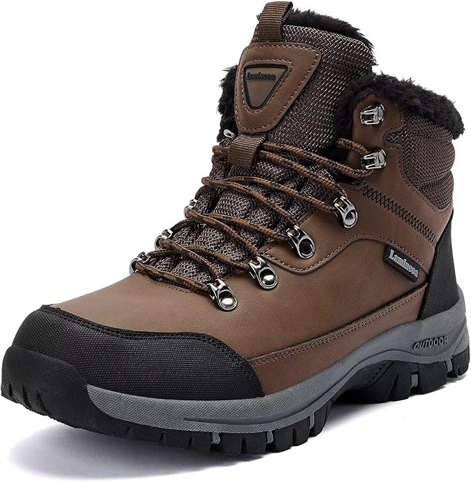 Lamincoa Mens Snow Boots Water Resistant Hiking Boots for Men Non-slip Winter Outdoor Warm Comfort Camping Backpacking Shoe