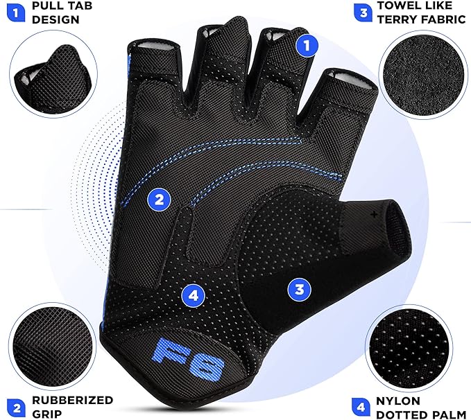 RDX Weight Lifting Gloves Gym Fitness Workout, Anti Slip Padded Palm Elasticated Strength Training Equipment Men Women Half Finger Exercise Bodybuilding Calisthenics Cycling Rowing Climbing