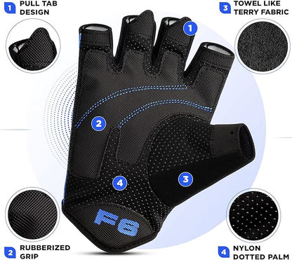 RDX Weight Lifting Gloves Gym Fitness Workout, Anti Slip Padded Palm Elasticated Strength Training Equipment Men Women Half Finger Exercise Bodybuilding Calisthenics Cycling Rowing Climbing