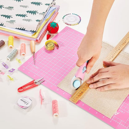 Headley Tools Rotary Cutter with 5pcs 45mm Rotary Blade, Bearing Design Rolling Cutter with Safety Lock for Fabric Sewing Quilting Cloth Leather Paper and Arts & Crafts(Pink)