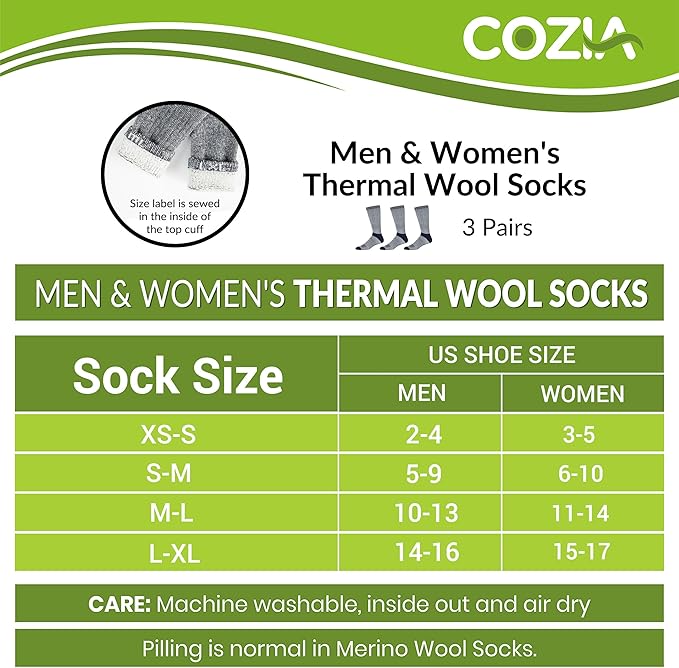 Merino Wool Socks Casual Warm Socks for Winter Cozy Boot Socks for Men & Women