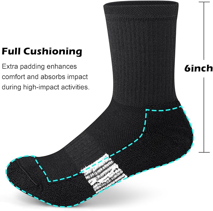 Gonii Women Athletic Crew Socks 5-6 Pairs - Comfort & Cushioned for Running, Hiking, Sports Arch Compression Socks