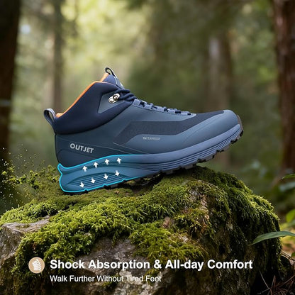 Men's Waterproof Hiking Boots Lightweight Comfortable Breathable Outdoor All-Terrain Trekking Ankle Boots