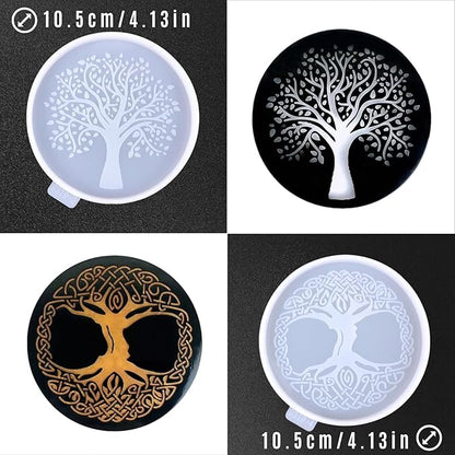2pcs Tree of Life Coaster Silicone Molds, Tree of Life Epoxy Resin Casting Mold for Drink Coasters, Cup Mats, Home Decor, Handmade Crafts