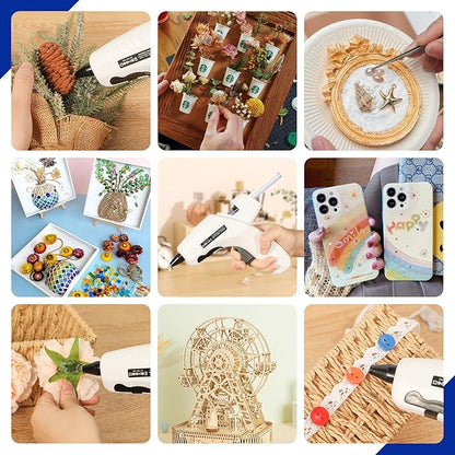 Hot Glue Gun Kit with 10 Glue Sticks-Hot Melt Gun, High Temp for School Crafts DIY Arts and Quick Home Repairs Includes Base,Includes Base,（White）